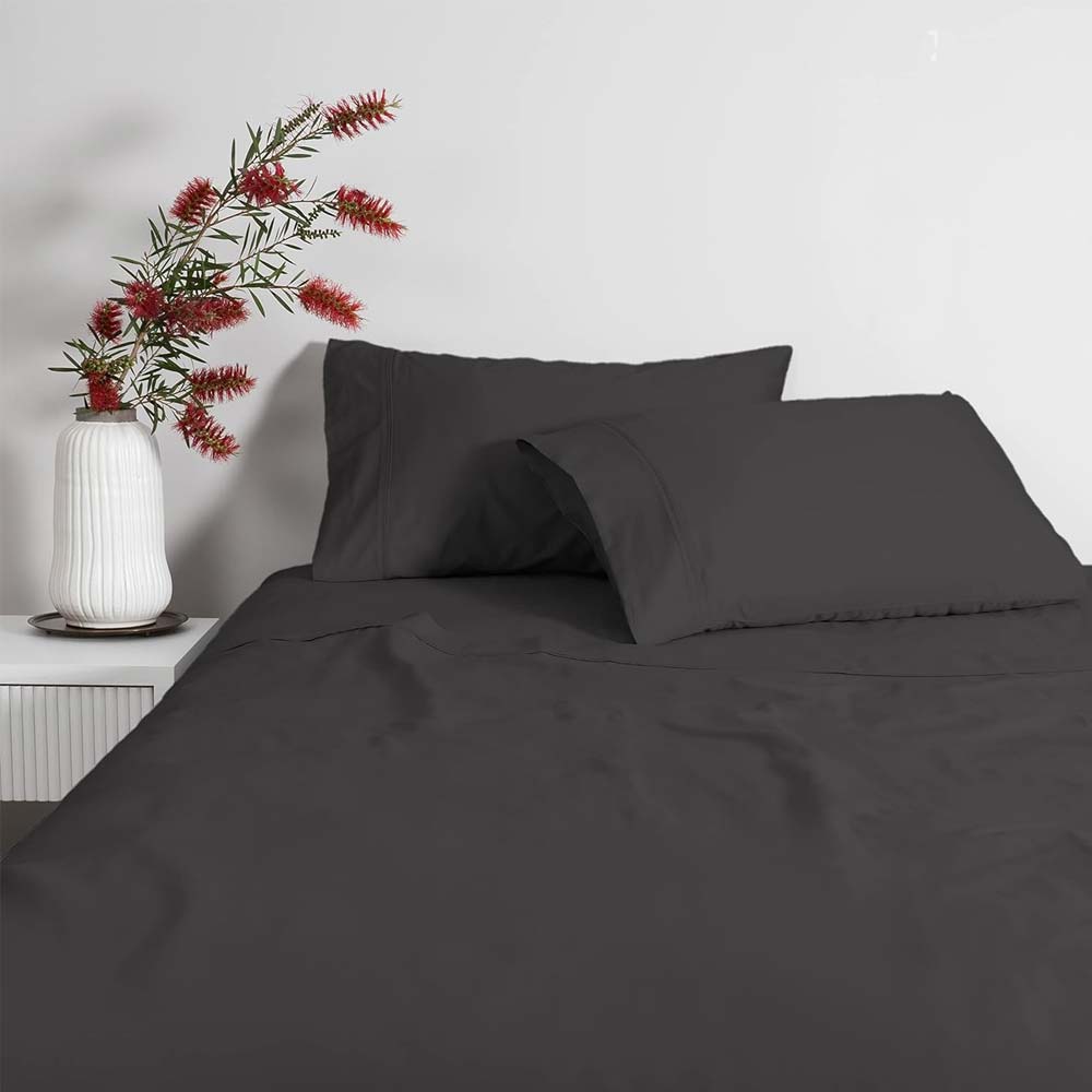 Sheraton Luxury Maison Aus Cotton Sheets Set, Queen Bed, Charcoal